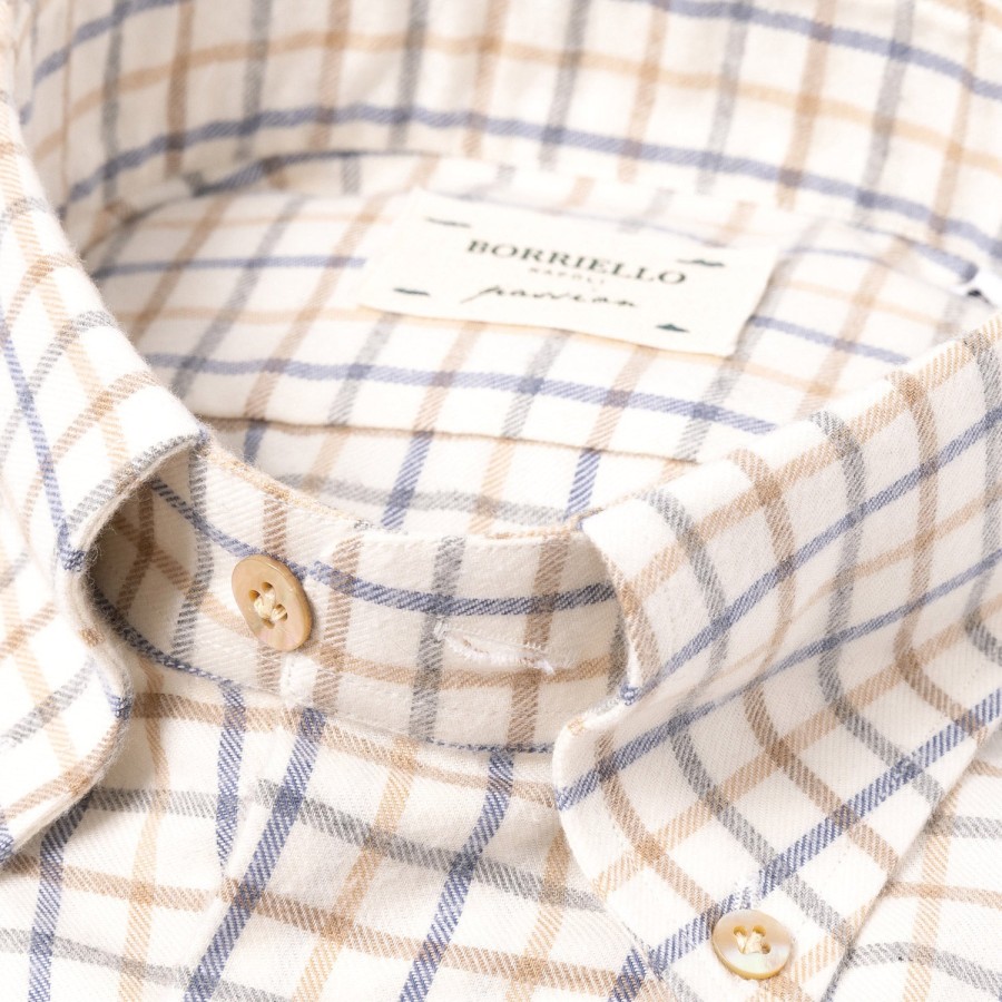 Borriello Freizeithemden | Kariertes Sportshirt „Tattersall-Check" Aus Gebursteter Vintage-Baumwolle