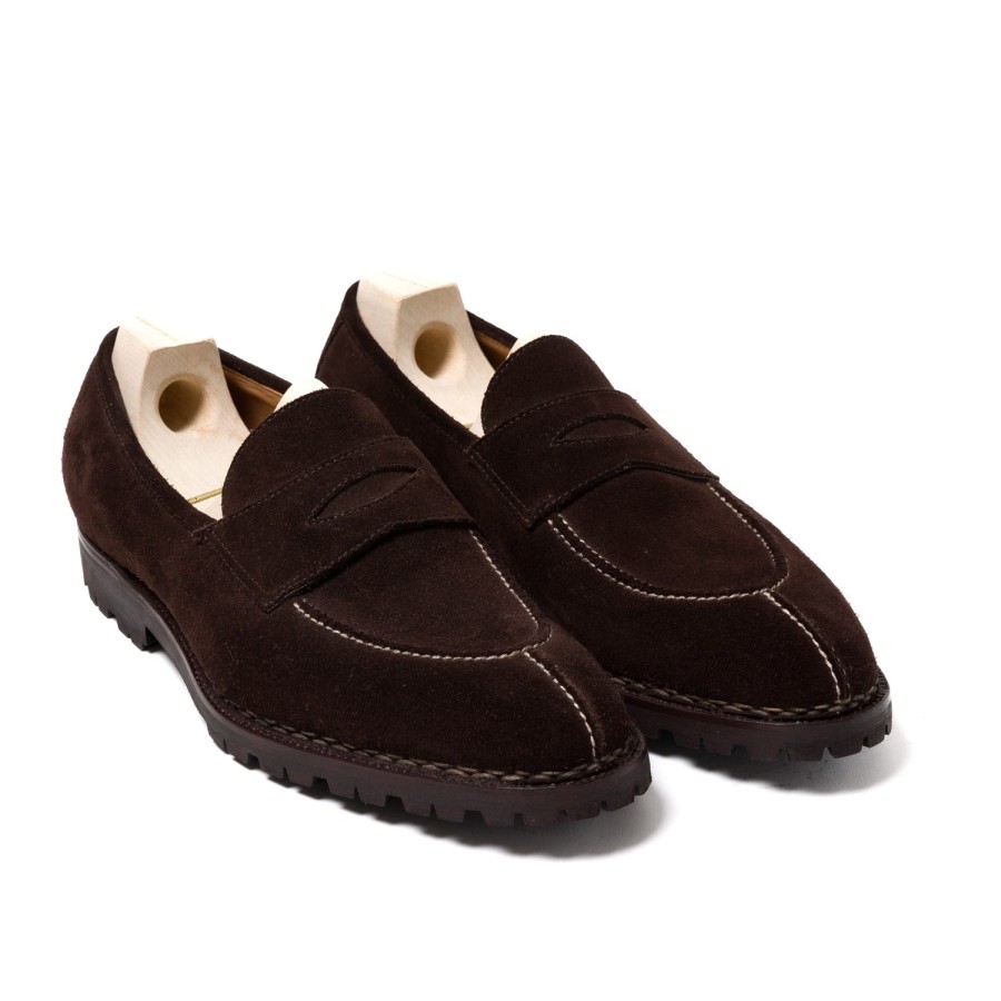 Saint Crispin's Mto | Loafer „Norvegian Split Toe" Aus Dunkelbraunem Wildleder