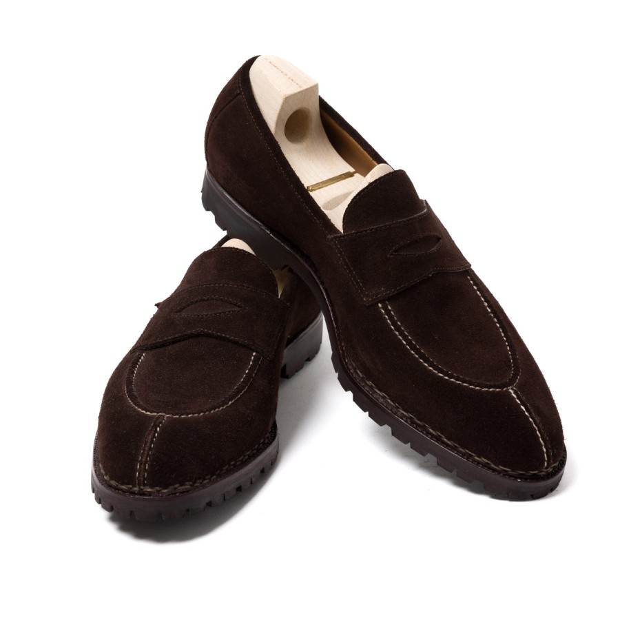 Saint Crispin's Mto | Loafer „Norvegian Split Toe" Aus Dunkelbraunem Wildleder