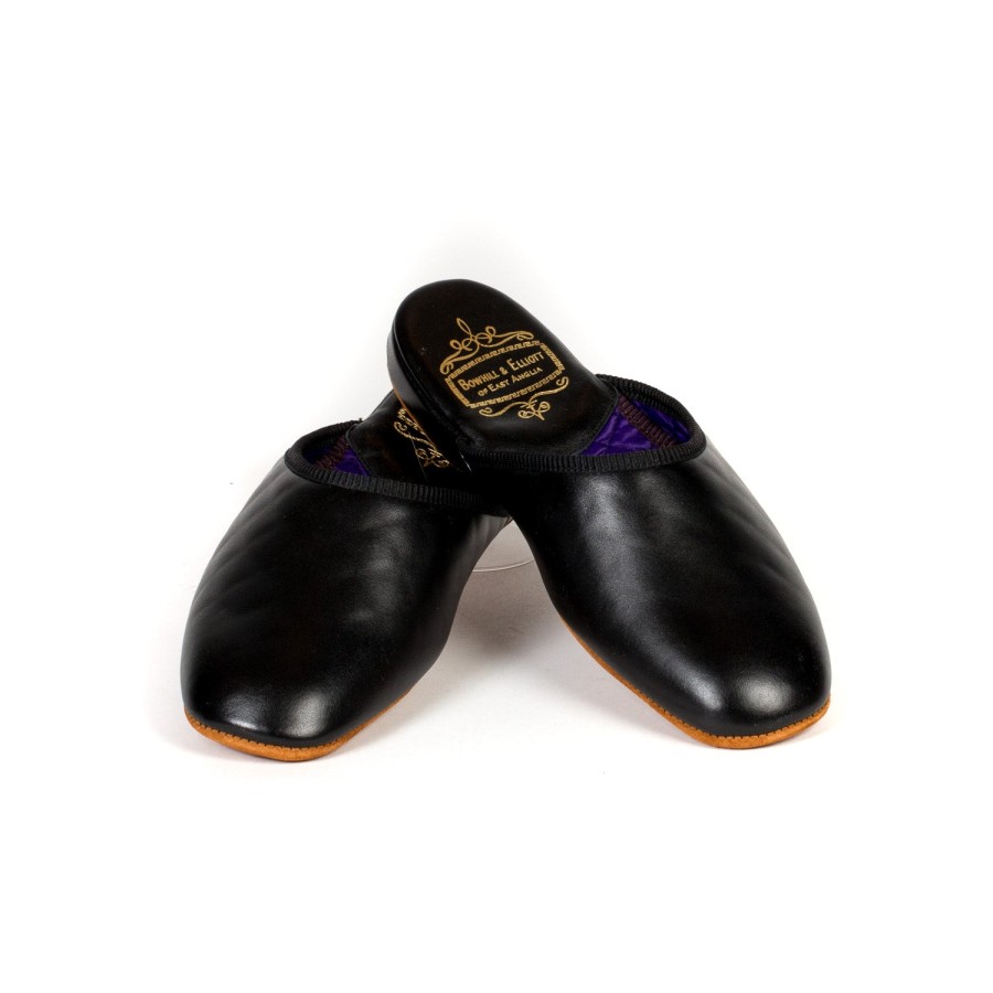 Bowhill u0026 Elliott Freizeitkleidung | Bowhill & Elliot X Mj: Schwarzer Slipper Aus Kalbsleder