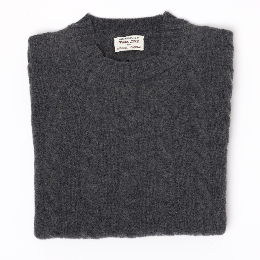 William Lockie Strickwaren | Exklusiv Bei Mj: Pullover „Crew Cable-Rib" Aus Reinem Geelong