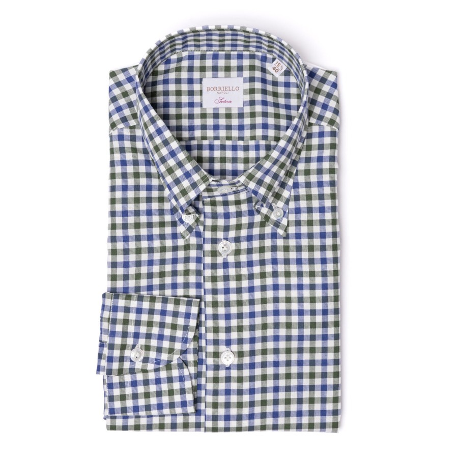 Borriello Hemden | Kariertes Hemd „Bicolor Vichy" Mit Button-Down-Kragen Und Sportmanschette -