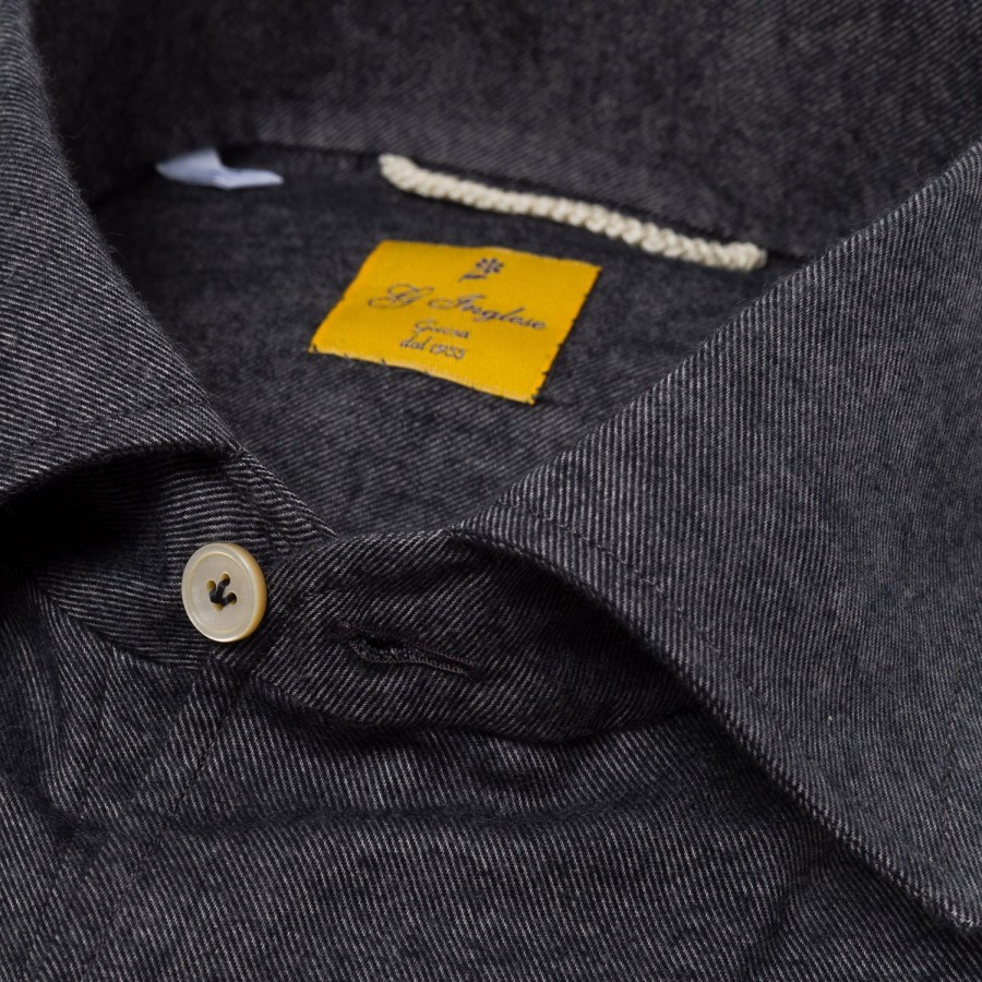 G. Englisch Poloshirts Langarm | Graublaues Poloshirt „Mastroianni" Aus Reiner Baumwolle Han