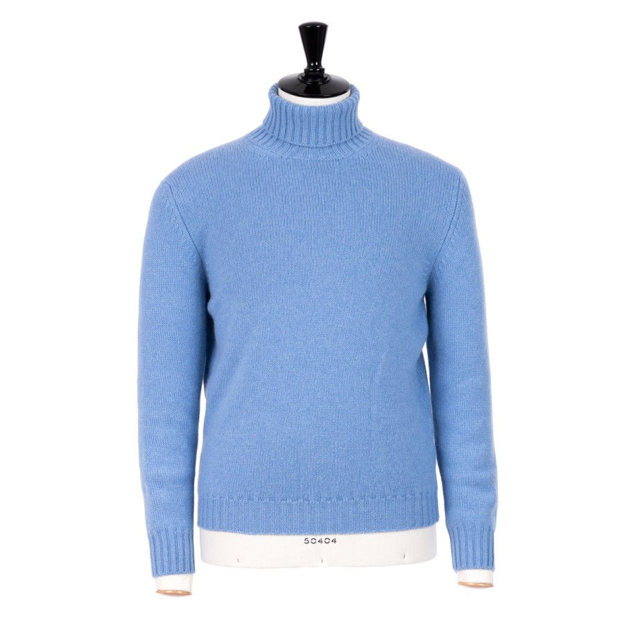 Fedeli Strickwaren | Exklusiv Bei Michael Jondral: Azure Blue Scottish 4-Ply Cashmere Turtl