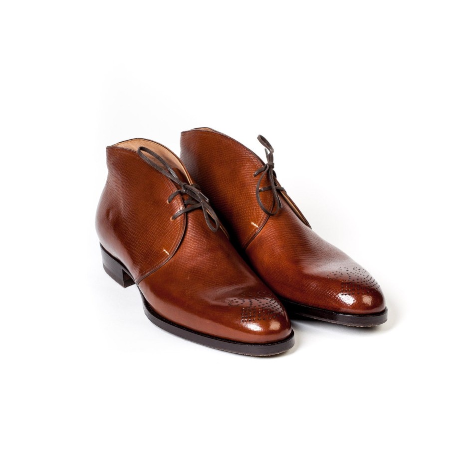 Saint Crispin's Mto | Stiefeletten „Chukka" Aus Braunem Kalbsleder „Russian Calf"