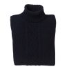 William Lockie Strickwaren | Dunkelblauer Rollkragenpullover „Alain Aran-Cable" Aus 6-Lagigem Lambswoo