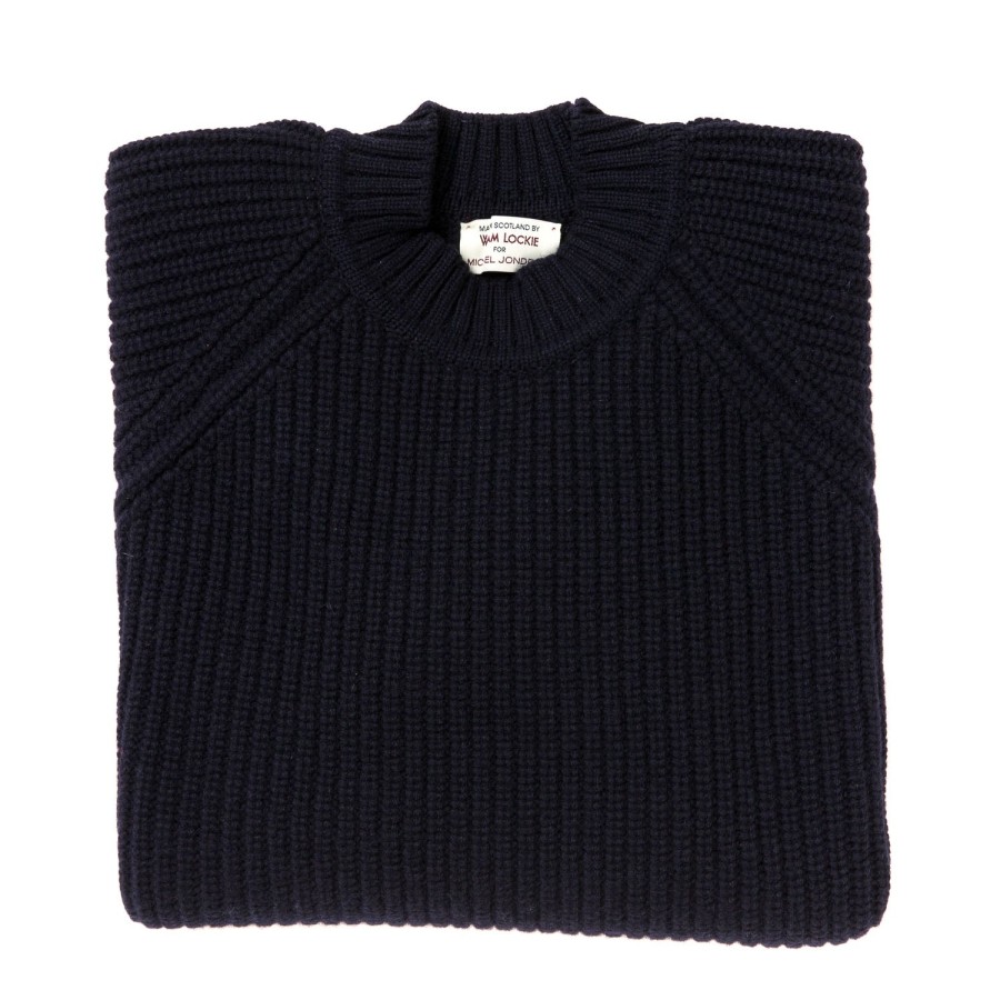 William Lockie Strickwaren | Dunkelblauer Pullover „Joss Earl" Aus Reiner Lammwolle 8-Fadig