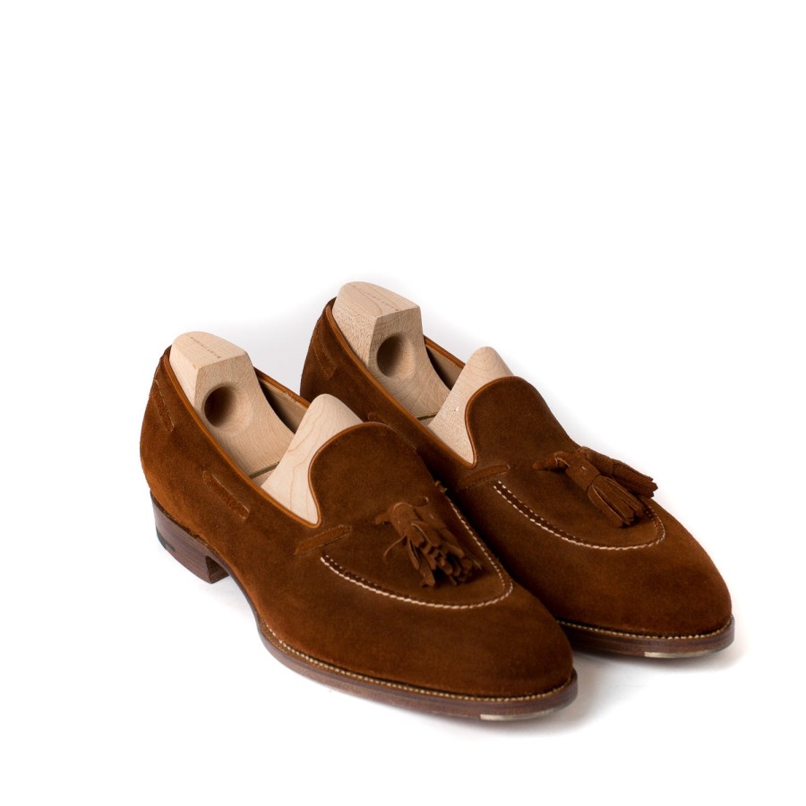 Saint Crispin's Mto | Quasten-Loafer „Short Vamp" Aus Cognacfarbenem Wildleder Reine Handarbeit