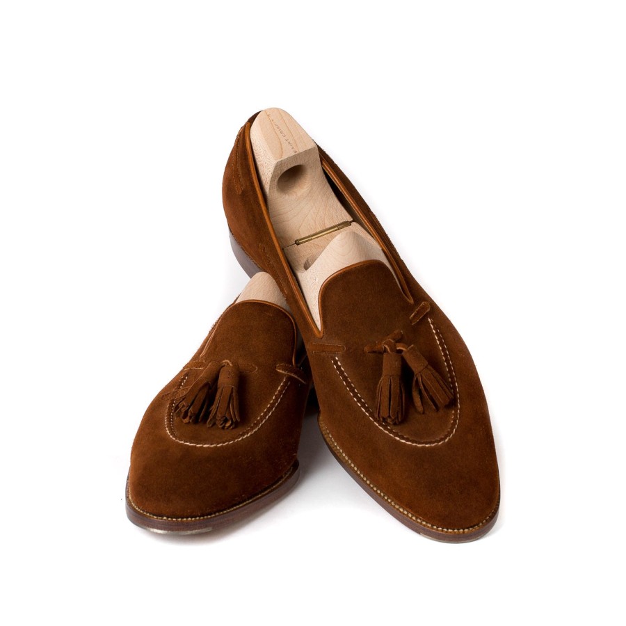 Saint Crispin's Mto | Quasten-Loafer „Short Vamp" Aus Cognacfarbenem Wildleder Reine Handarbeit