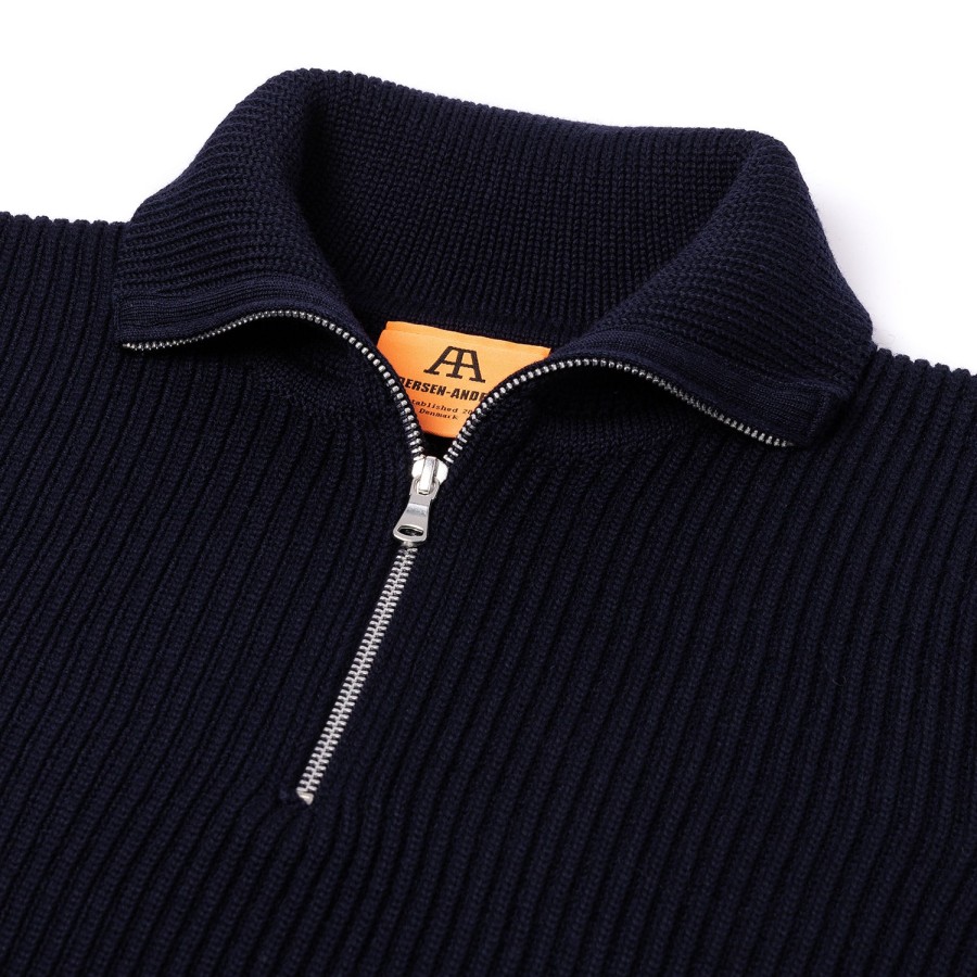 Sonderangebote X MJ Strickwaren | Andersen-Andersen X Mj: Pullover „Half-Zip Troyer" Aus Reiner Merinowolle