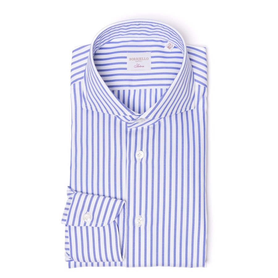 Borriello Hemden | Gestreiftes Hemd Aus Reiner Baumwolle „Jermyn Stripe" Handgefertigt