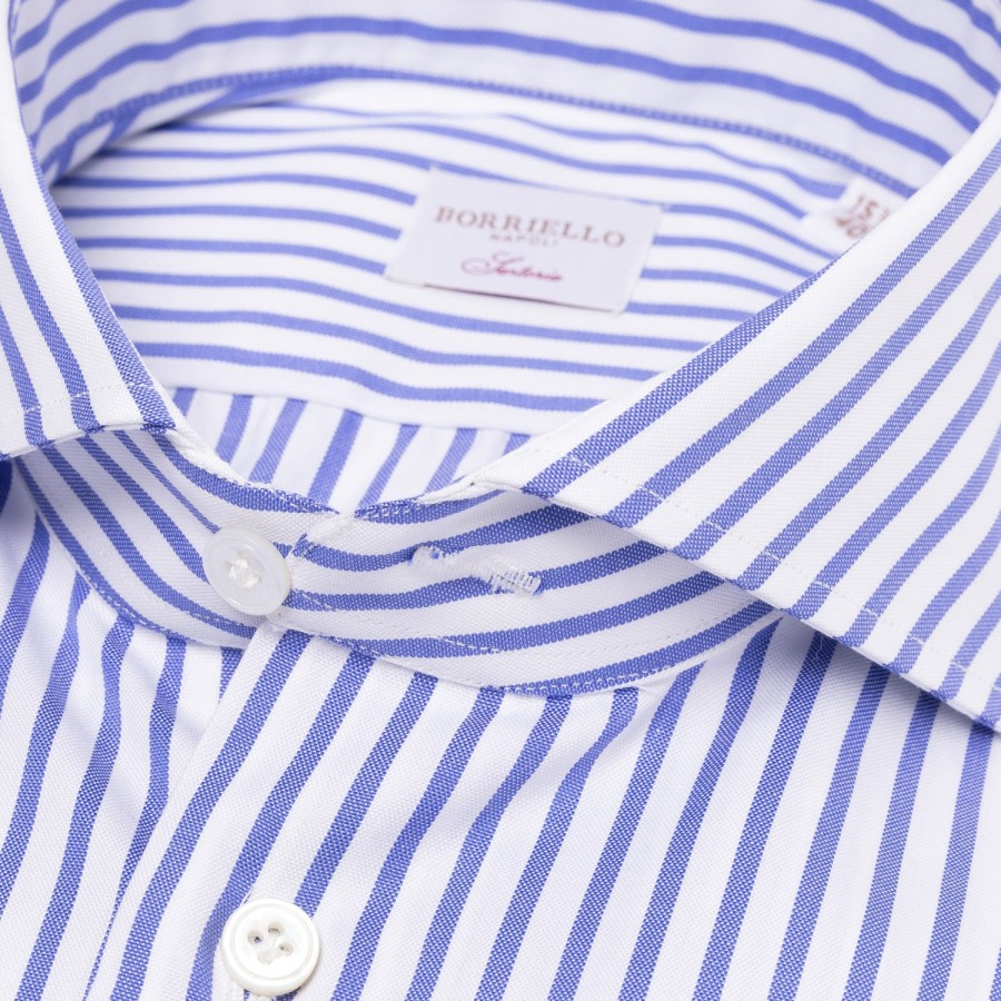 Borriello Hemden | Gestreiftes Hemd Aus Reiner Baumwolle „Jermyn Stripe" Handgefertigt