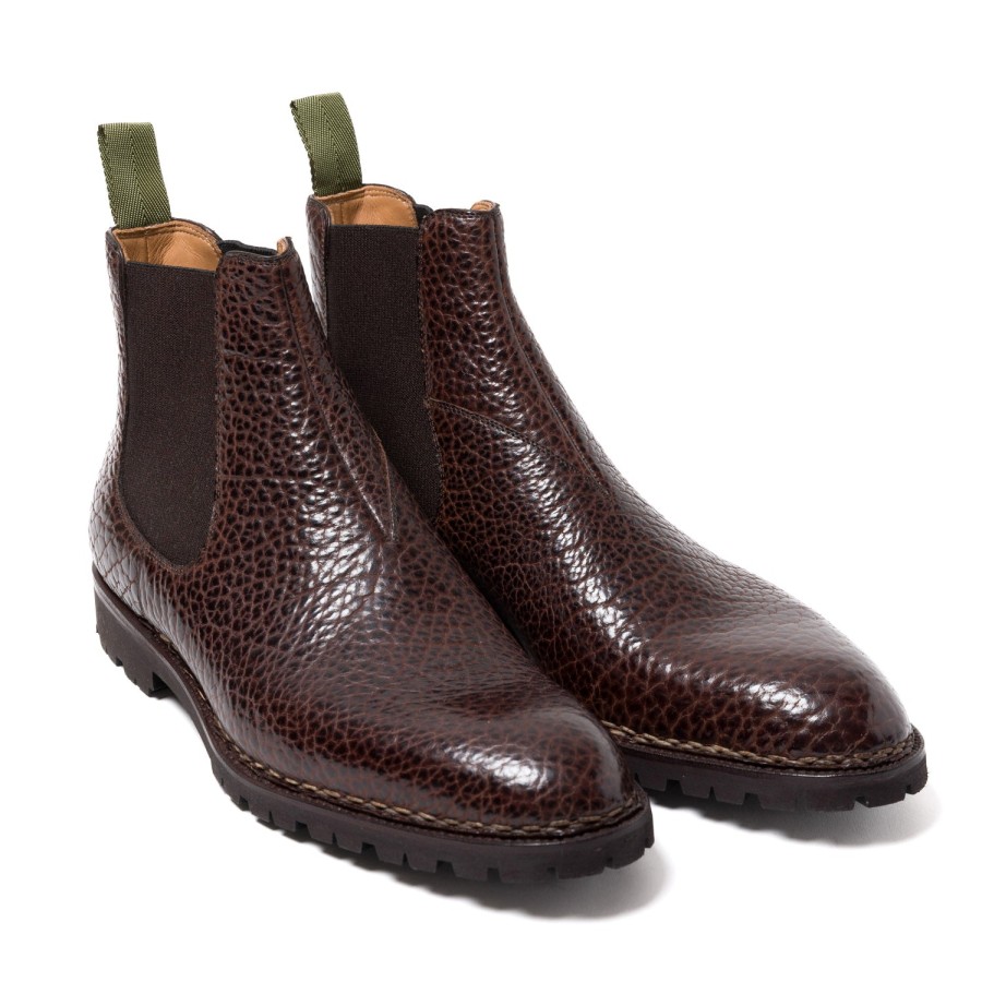 Saint Crispin's Mto | Sportlicher Chelsea-Stiefel Aus Dunkelbraunem Bisonleder - Enti