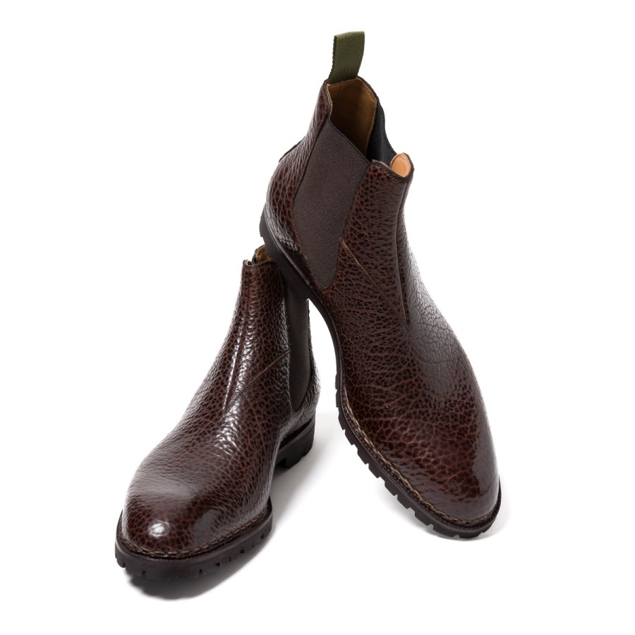 Saint Crispin's Mto | Sportlicher Chelsea-Stiefel Aus Dunkelbraunem Bisonleder - Enti