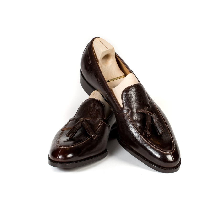 Saint Crispin's Mto | Quasten-Loafer „Split Toe" Aus Braunem, Genarbtem Kalbsleder Reine Handarbeit