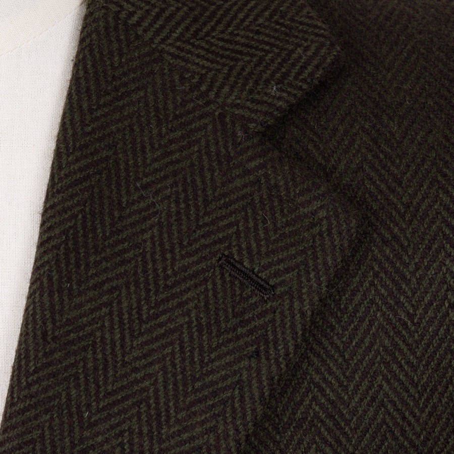 Cesare Attolini Anzugjacke | Jacke „Green Herringbone Gent" Aus Reiner Merinowolle Von Fox Brothe