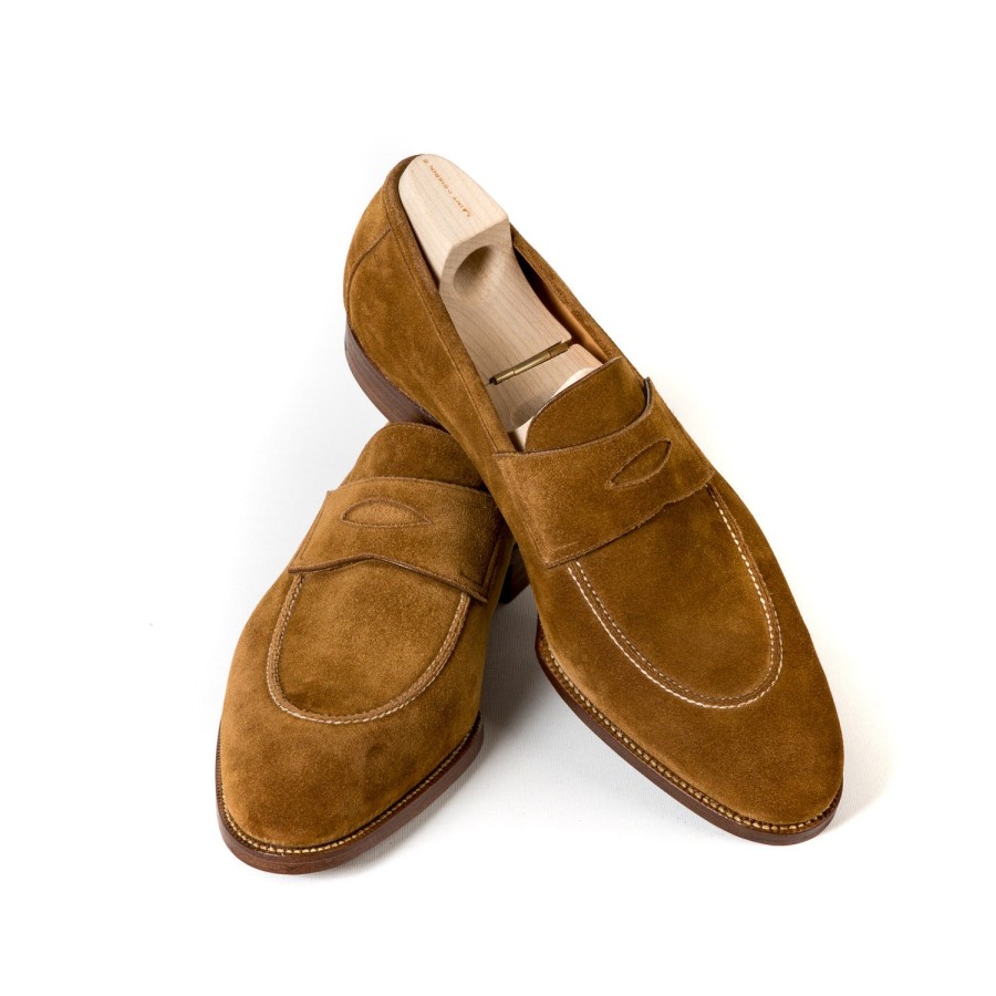 Saint Crispin's Mto | Pennyloafer „Kleid" Aus Hellbraunem Wildleder