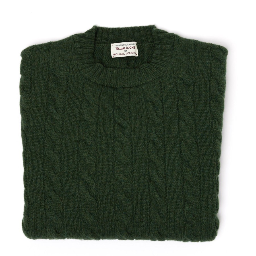 William Lockie Strickwaren | Exklusiv Bei Mj: Pullover „Crew Cable-Rib" Aus Reinem Geelong