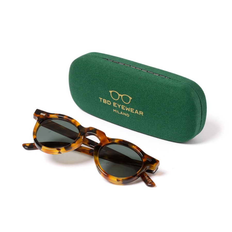 TBD BRILLEN Sonnenbrille | Sonnenbrille „World Amber Tortoise" Mit Grunen Glasern Handgefertigt