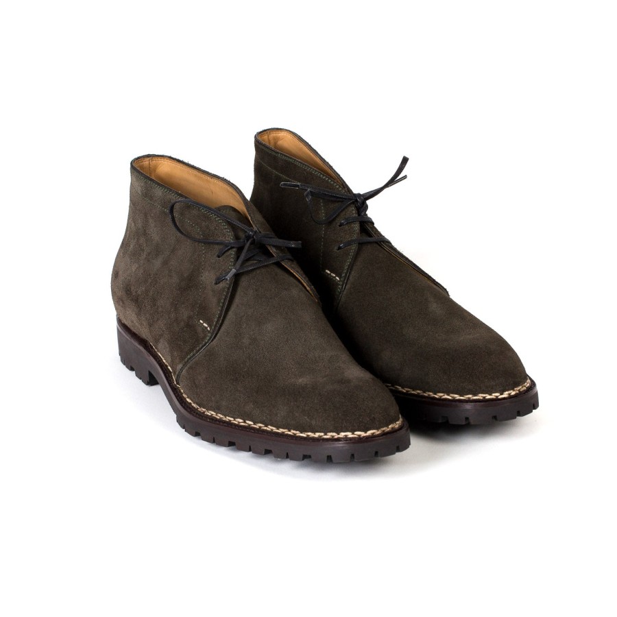 Saint Crispin's Mto | Bootstee „Chukka Vibram-Norvegese" Aus Dunkelgrunem Rauleder Pur