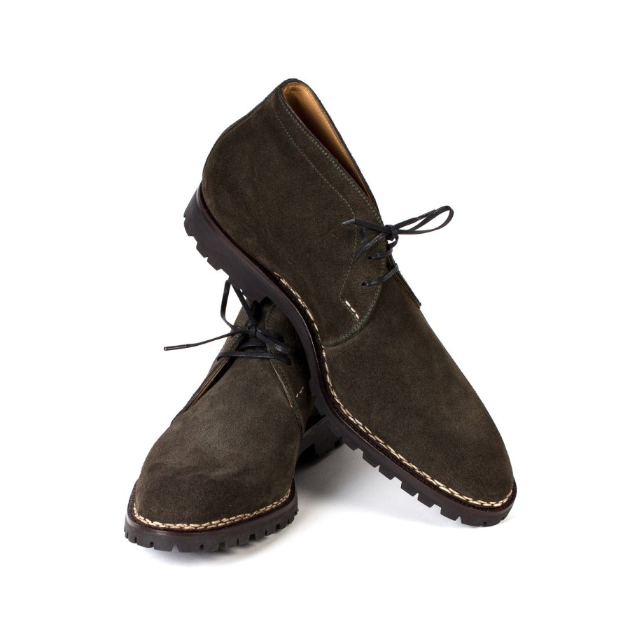 Saint Crispin's Mto | Bootstee „Chukka Vibram-Norvegese" Aus Dunkelgrunem Rauleder Pur