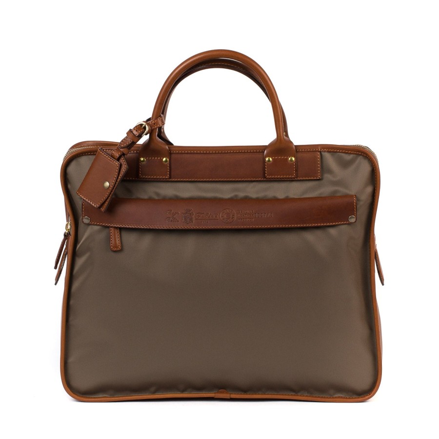 Felisi Taschen | Business-Tasche "Carry On" Aus Felisi-Nylon Und Sattelleder - Handarbe