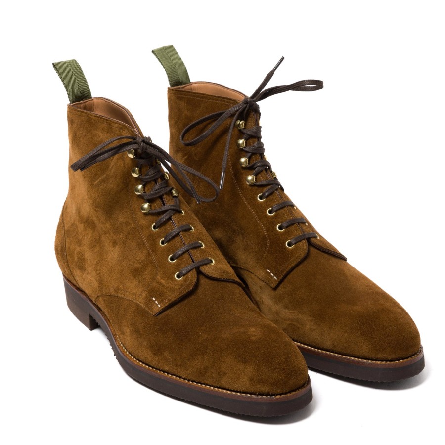 Saint Crispin's Mto | Stiefel „Full-Derby" Aus Tabakbraunem Wildleder Reine Handarbeit