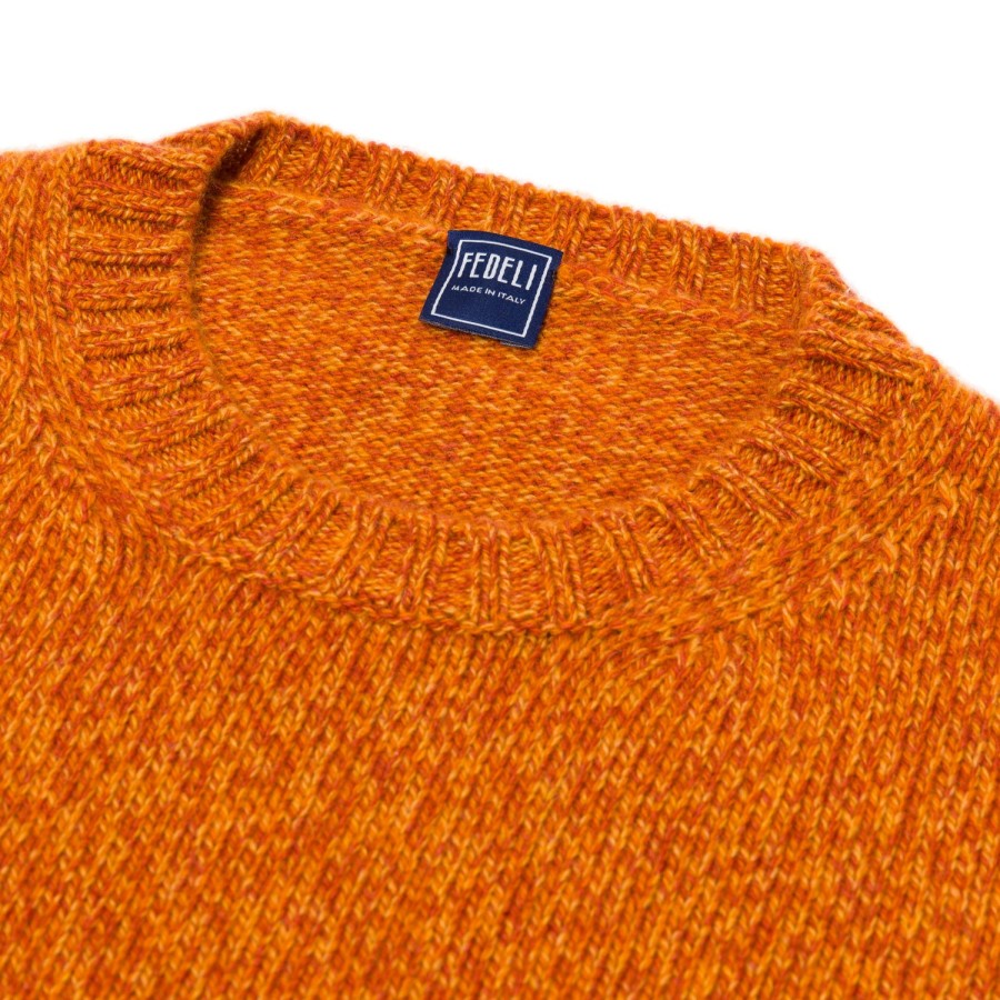 Fedeli Strickwaren | Exklusiv Bei Michael Jondral: Orange Scottish 3-Ply Mouline Cashmere S