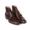 Saint Crispin's Mto | Stiefel „Double Buckle" Aus Dunkelbraunem Bisonleder Handpoliert