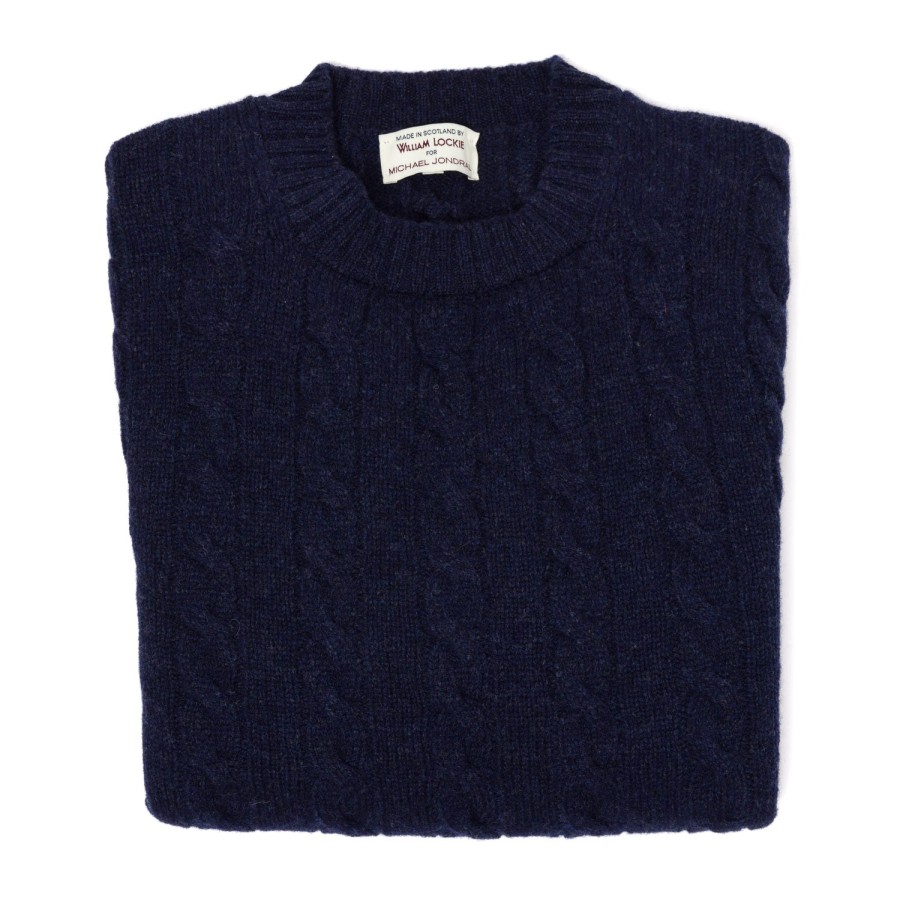 William Lockie Strickwaren | Exklusiv Bei Mj: Pullover „Crew Cable-Rib" Aus Reinem Geelong