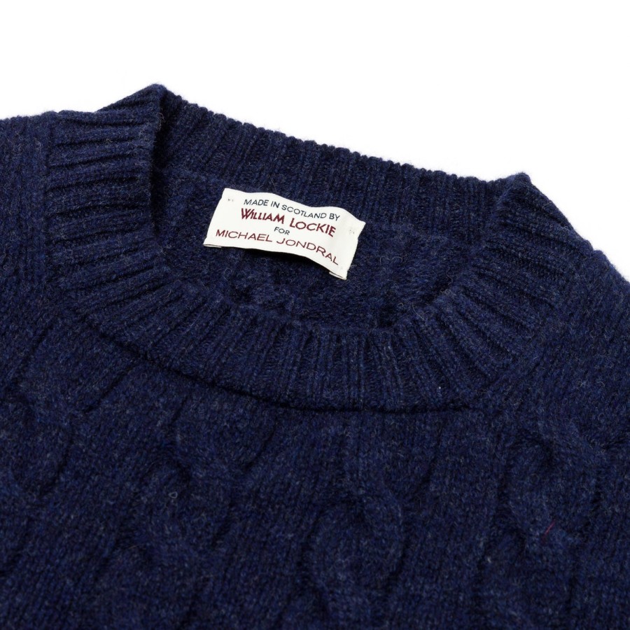 William Lockie Strickwaren | Exklusiv Bei Mj: Pullover „Crew Cable-Rib" Aus Reinem Geelong