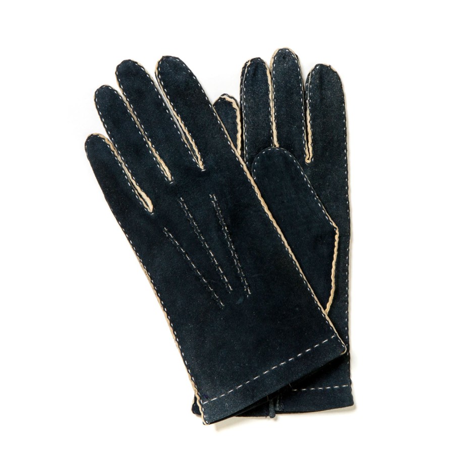 Thomas Riemer Wien Handschuhe | Handschuhe „Offizier" Aus Blauem Hirschleder