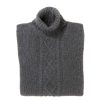 William Lockie Strickwaren | Flanellgrauer Rollkragenpullover „Alain Aran-Cable" Aus 6-Lagiger Lammwolle