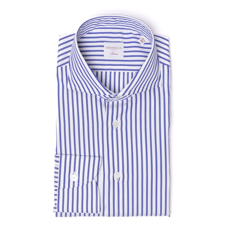 Borriello Hemden | Gestreiftes Hemd Aus Reiner Baumwolle „Jermyn Stripe" Handgefertigt