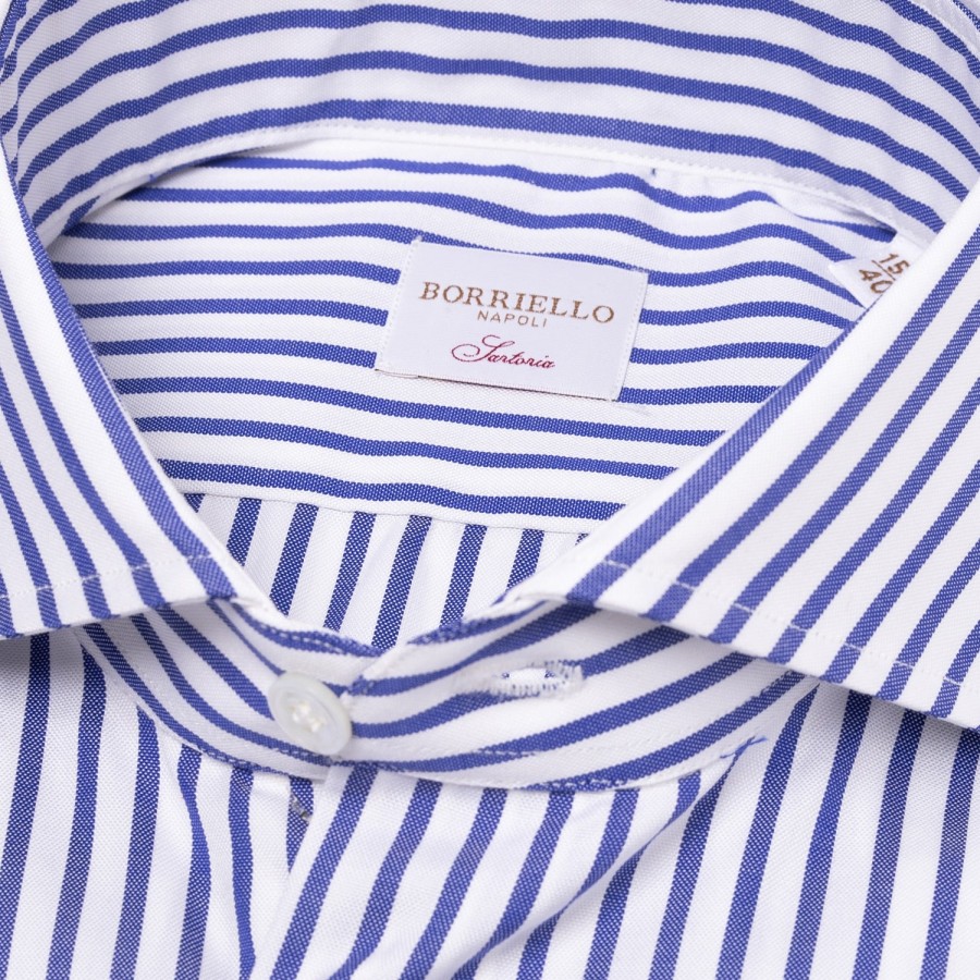 Borriello Hemden | Gestreiftes Hemd Aus Reiner Baumwolle „Jermyn Stripe" Handgefertigt