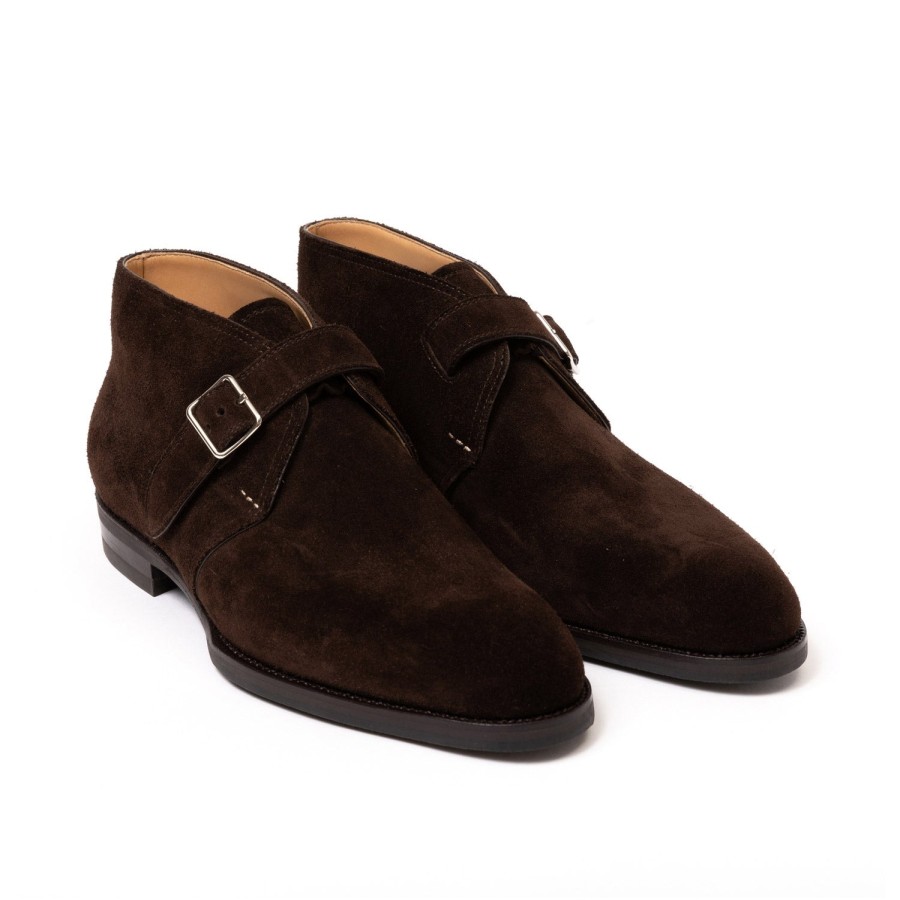 Saint Crispin's Mto | Stiefeletten „Monk Bootee" Aus Dunkelbraunem Wildleder Reine Handarbeit