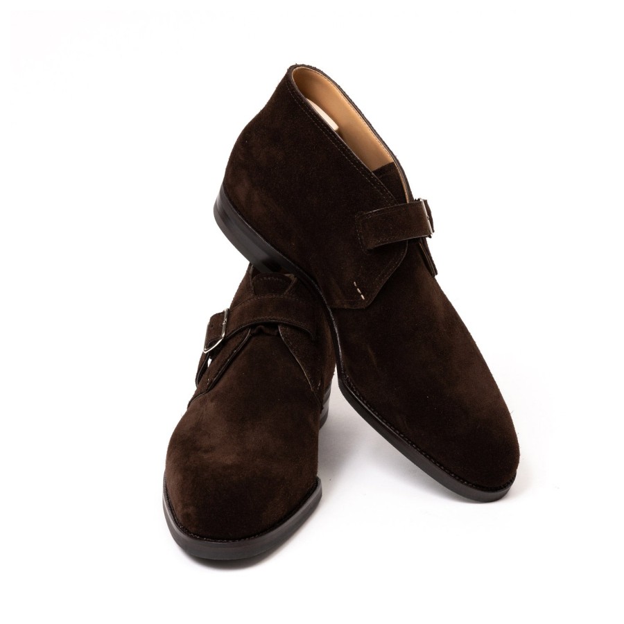 Saint Crispin's Mto | Stiefeletten „Monk Bootee" Aus Dunkelbraunem Wildleder Reine Handarbeit