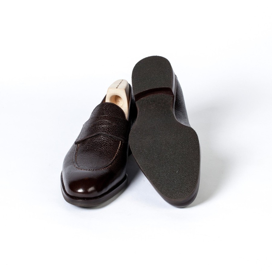 Saint Crispin's Mto | Penny Loafer Aus Dunkelbraunem Scotch-Grain-Kalbsleder Handpoliert