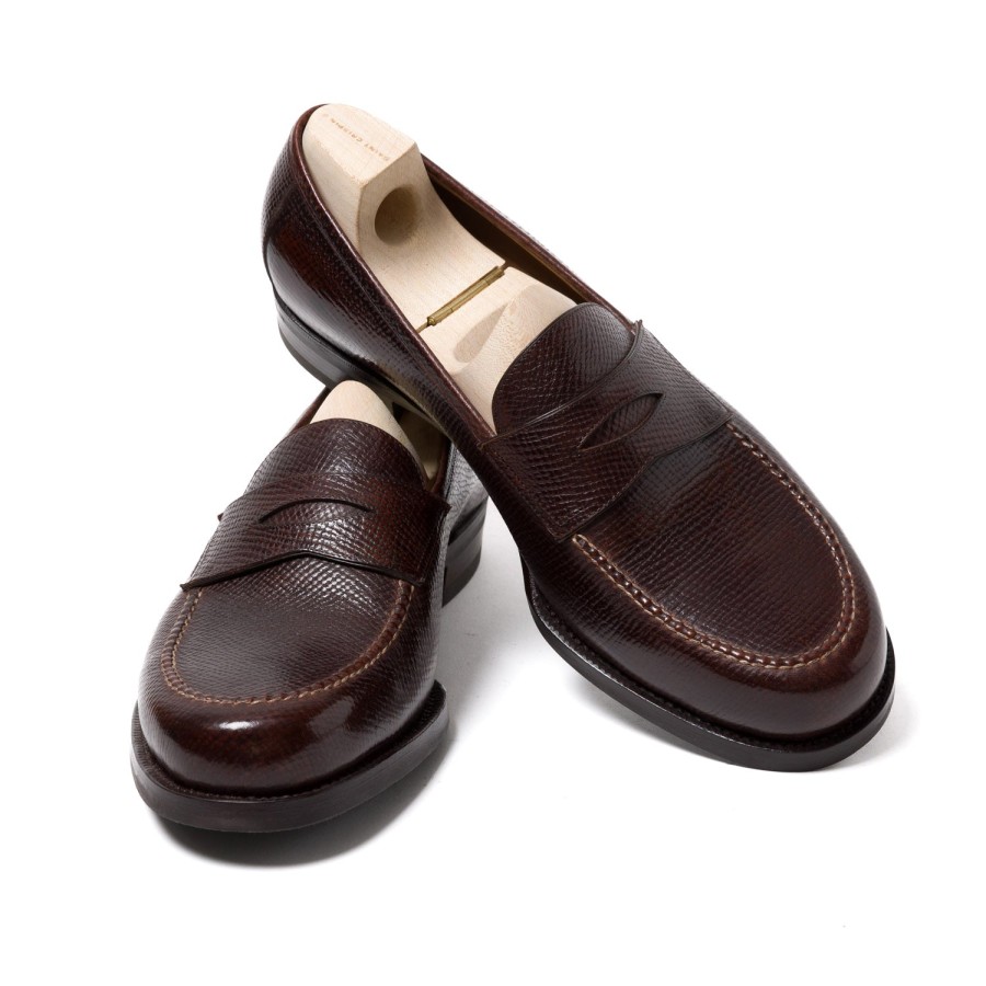 Saint Crispin's Mto | Loafer „American Casual Penny" Aus Dunkelbraunem Genarbtem Kalbsleder - P