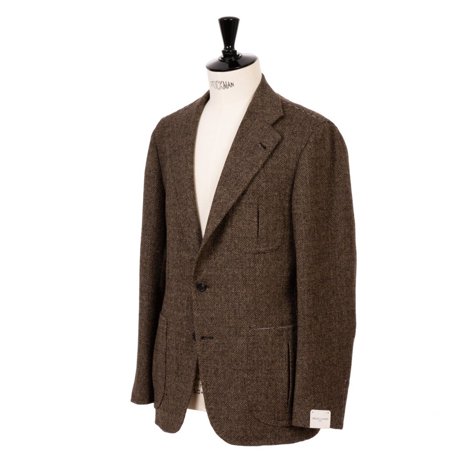 Orazio Luciano Anzugjacke | Exklusiv Fur Michael Jondral: Braune Jacke „Diamond Tweed" Aus