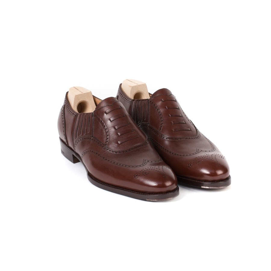 Saint Crispin's Mto | Fake-Brogue „Stretched Lazy Man" Aus Kastanienbraun Genarbtem Kalbsled