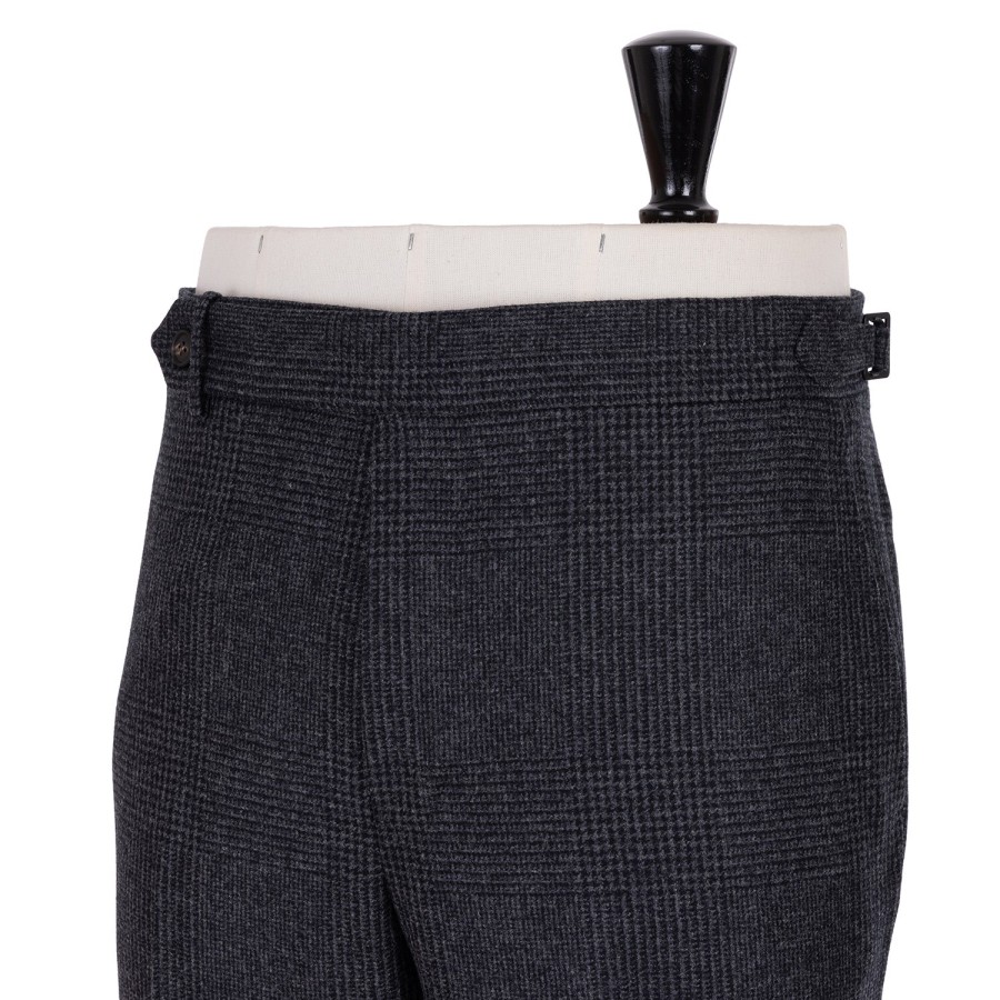 Rota Sartorial Hose | Exklusiv Bei Michael Jondral: Grau Karierte Flanellhose „Galles" In Pur