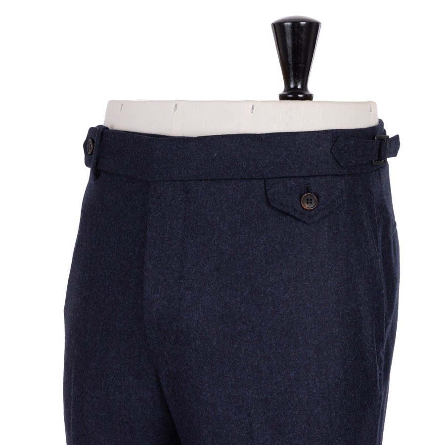 Rota Sartorial Hose | Exklusiv Bei Michael Jondral: Blaue Flanellhose Aus Reiner Wolle Rota Sart