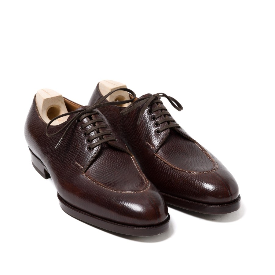 Saint Crispin's Mto | Derby „Split Toe Apron" Aus Dunkelbraunem, Genarbtem Kalbsleder Pure Han