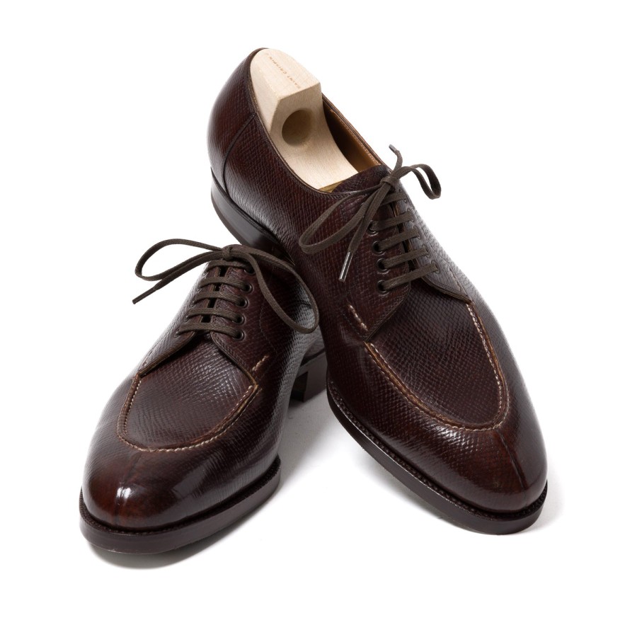 Saint Crispin's Mto | Derby „Split Toe Apron" Aus Dunkelbraunem, Genarbtem Kalbsleder Pure Han