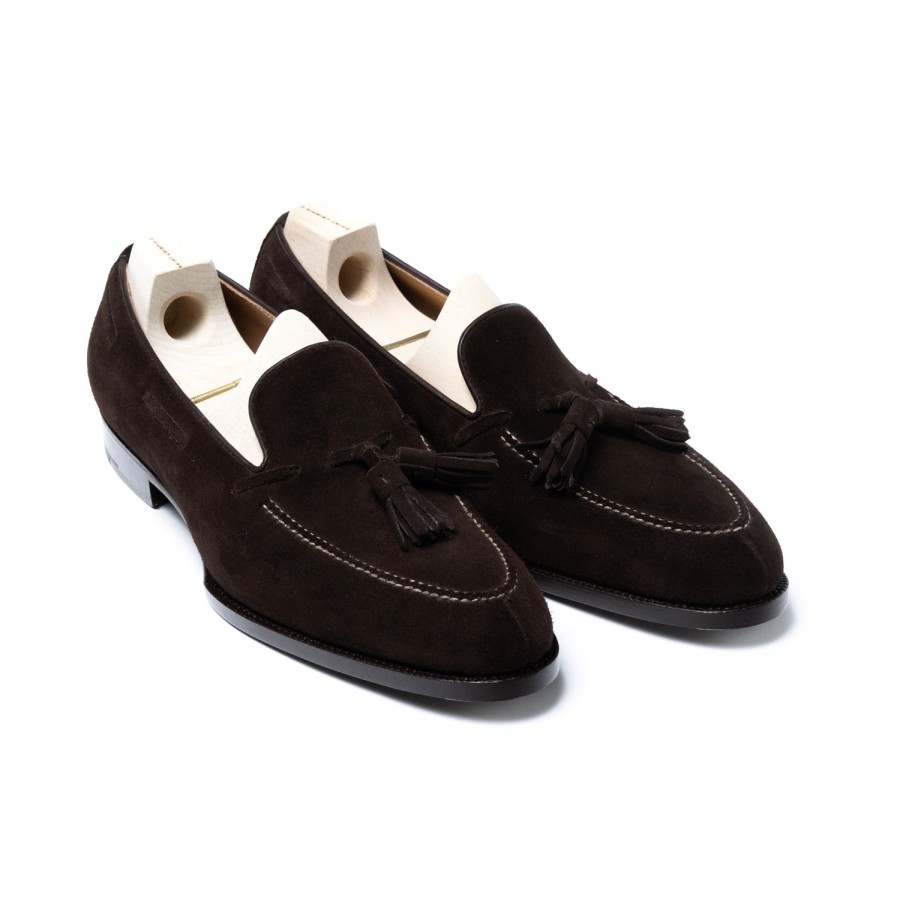 Saint Crispin's Mto | Loafer „Split Toe Quaste" Aus Dunkelbraunem Wildleder Purely Ha