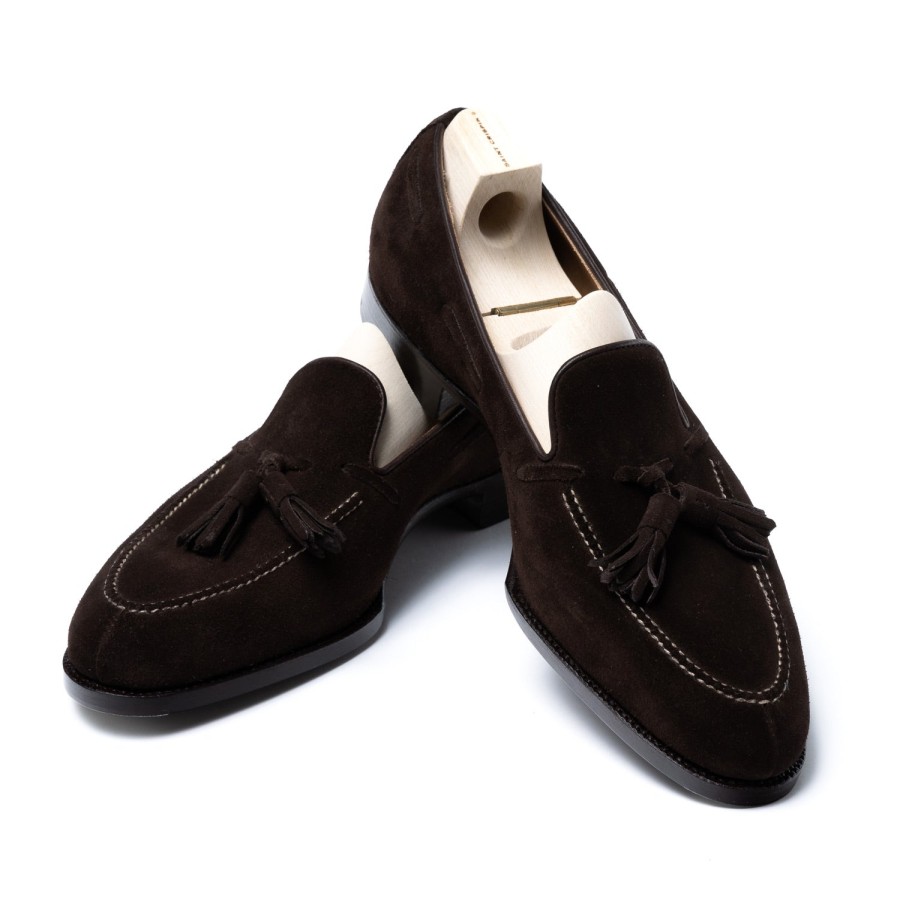 Saint Crispin's Mto | Loafer „Split Toe Quaste" Aus Dunkelbraunem Wildleder Purely Ha