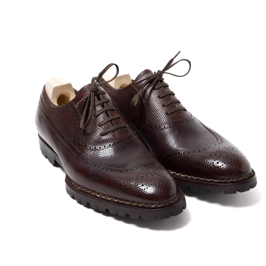 Saint Crispin's Mto | Oxford „Longwing Sport Brogue" Aus Dunkelbraun Genarbtem Ca