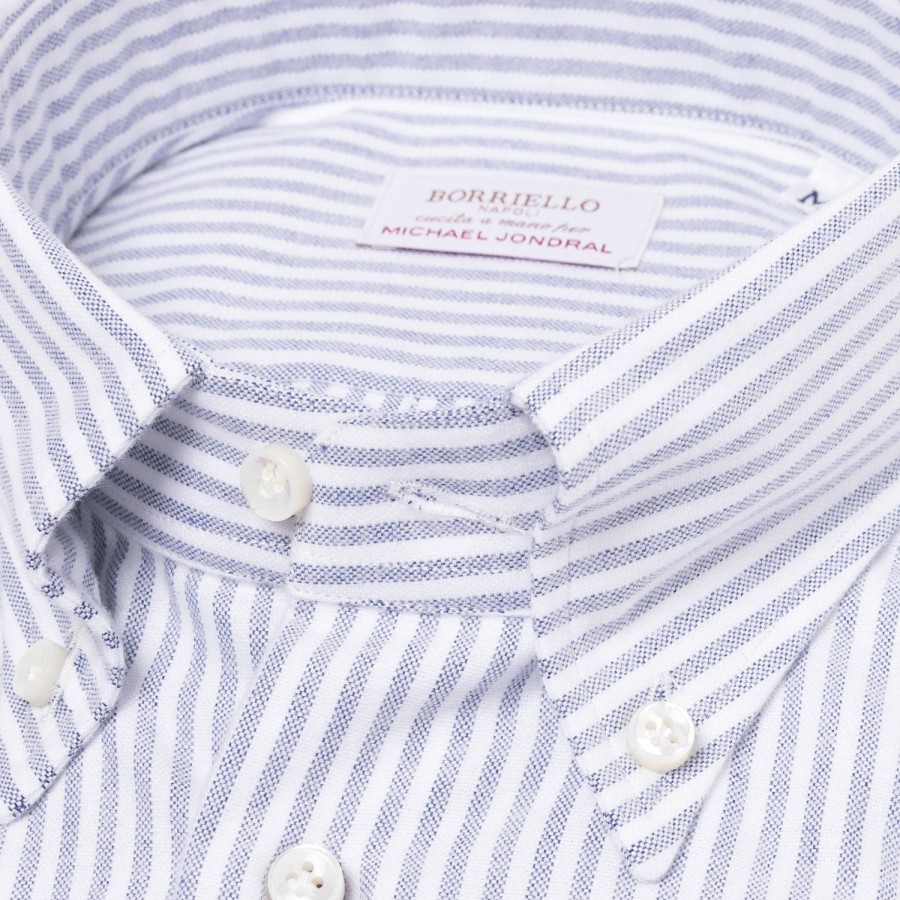 Borriello Freizeithemden | Gestreiftes Sportshirt Aus Reiner Baumwolle „New Ivy-League" Linea Passion