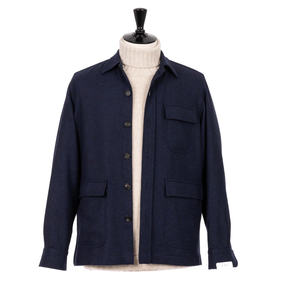 De Petrillo Teba + Hemdjacken | Aubergineblaue Sportjacke „Shirt Pocket" Aus Wolle Und